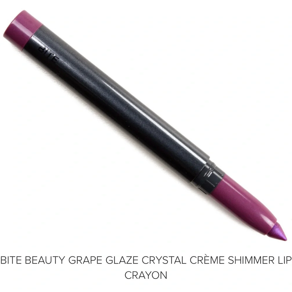 NEW UNUSED Bite Beauty Crystal Crème Shimmer Lip Crayon in Grape Glaze